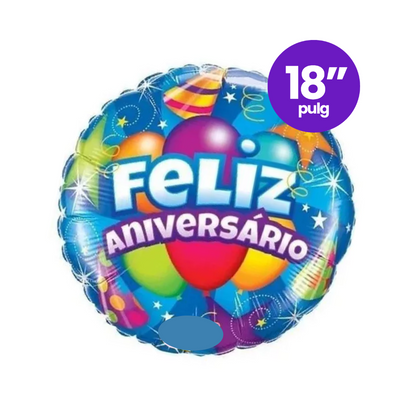 Globo Foil Redondo Feliz Aniversario