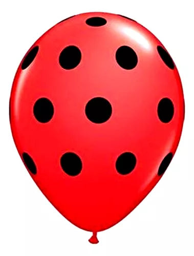 GLOBOS SEMPERTEX R12 DISEÑO POLKA DOTS ROJO C/NEGRO 080 C/50 - San Jorge Party