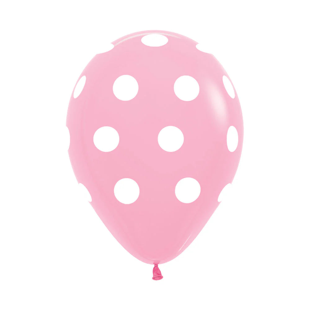 GLOBOS SEMPERTEX R12 DISEÑO POLKA DOTS ROSADO 009 C/50 - San Jorge Party